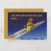 Retro Abends-Rocket-Schiffs-Reitpaar-Einladung Einladung (Vorne/Hinten)