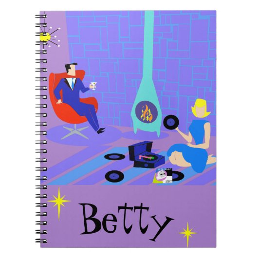 Retro Abends-zu Hause Notizbuch Notizblock (Vorderseite)