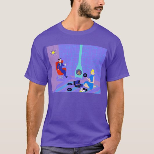 Retro Abends-zu Hause T - Shirt (Vorderseite)