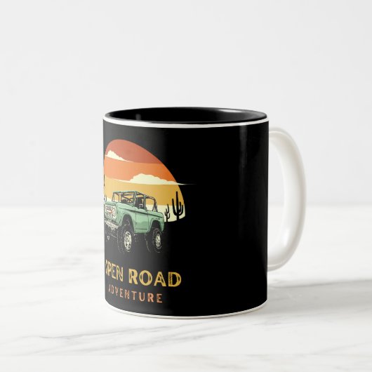 Retro-Abenteuer auf der Straße Kaffee-Mugs Zweifarbige Tasse (VorderseiteRechts)