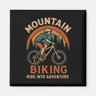 Retro-Abenteuer-Grafik für Mountainbiking Magnet