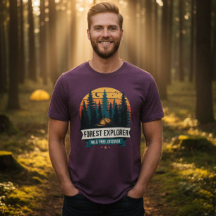 Retro-Abenteuer im Outdoor-Wald-Explorer-Camping Tri-Blend Shirt