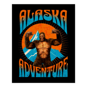 Retro-Abenteuer Sasquatch-Berg Alaska Poster