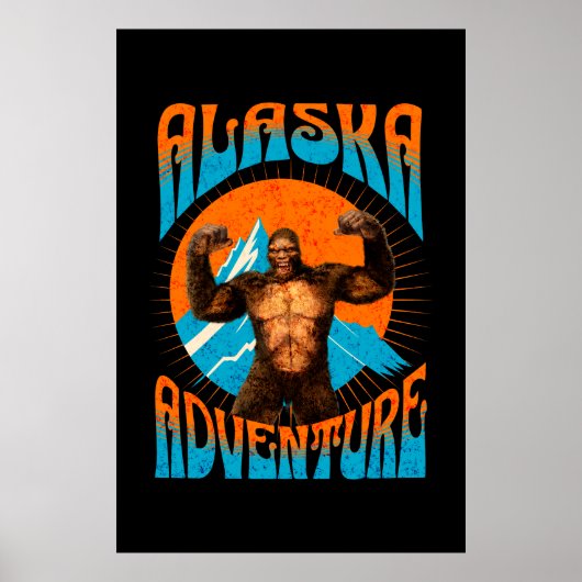 Retro-Abenteuer Sasquatch-Berg Alaska Poster (Vorne)
