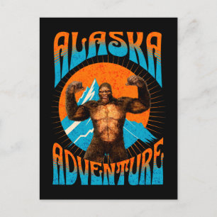 Retro-Abenteuer Sasquatch-Berg Alaska Postkarte