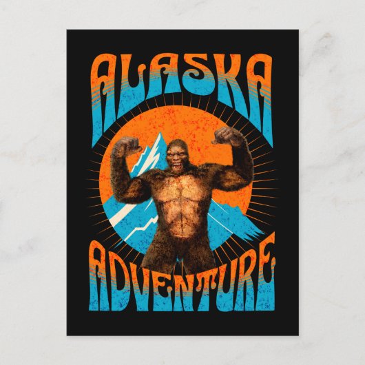 Retro-Abenteuer Sasquatch-Berg Alaska Postkarte (Vorderseite)