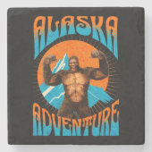 Retro-Abenteuer Sasquatch-Berg Alaska Steinuntersetzer (Vorderseite)