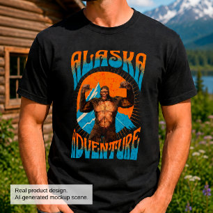 Retro-Abenteuer Sasquatch-Berg Alaska T-Shirt