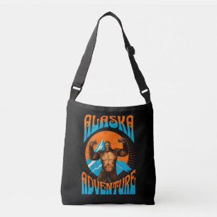 Retro-Abenteuer Sasquatch-Berg Alaska Tragetaschen Mit Langen Trägern