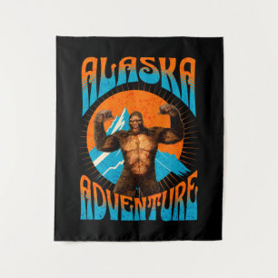 Retro-Abenteuer Sasquatch-Berg Alaska Wandteppich