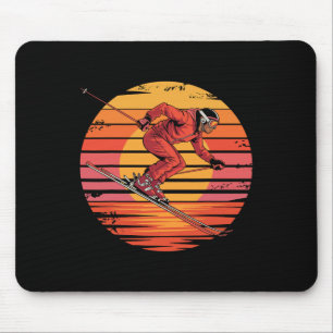 Retro-Abfahrtsskilauf Vintage-Sonnenuntergang Spor Mousepad