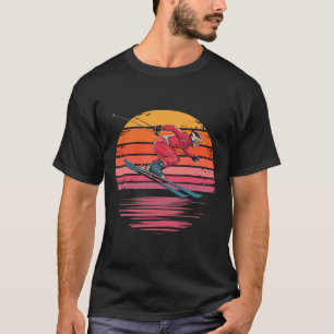 Retro-Abfahrtsskilauf Vintage-Sonnenuntergang Spor T-Shirt