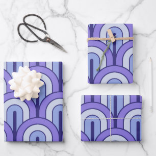 Retro abgestuftes geometrisches Fächer-Muster Geschenkpapier Set