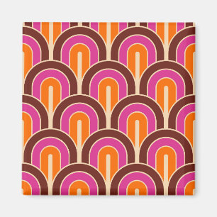 Retro abgestuftes geometrisches Fächer-Muster Magnet