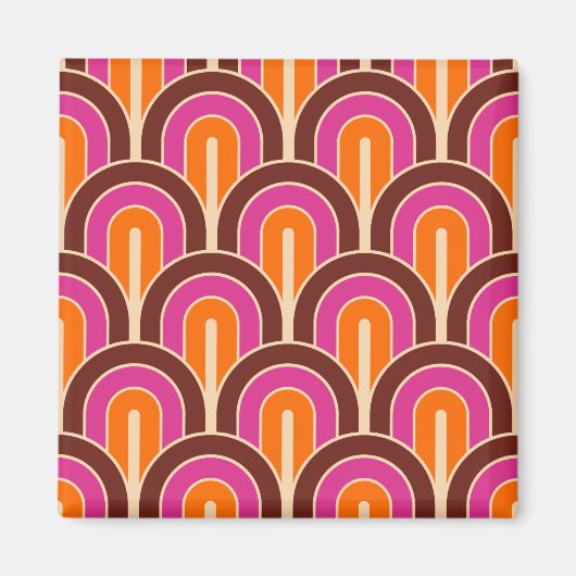 Retro abgestuftes geometrisches Fächer-Muster Magnet (Vorne)