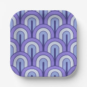 Retro abgestuftes geometrisches Fächer-Muster Pappteller (Vorderseite)
