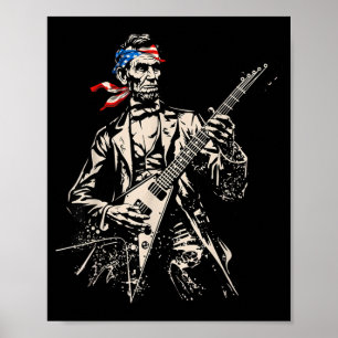 Retro Abraham Lincoln spielt Gitarre Rock Roll Poster