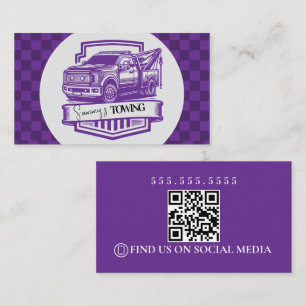 Retro Abschleppdienst Logo QR Code Visitenkarte