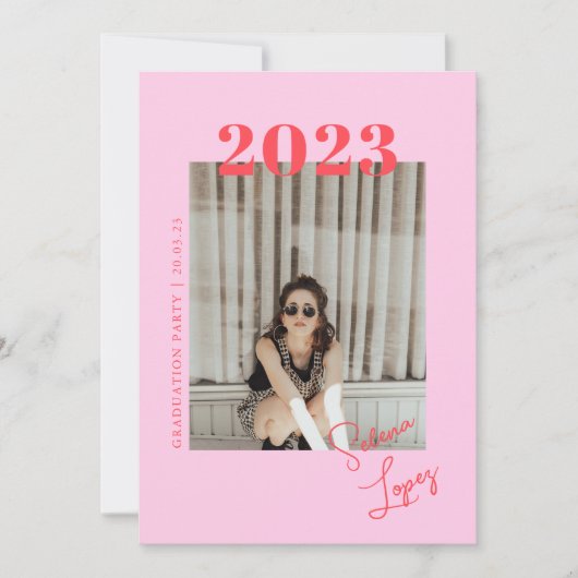 Retro Abschluss 2-seitige Foto Portrait Party Einladung (Vorderseite)