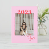 Retro Abschluss 2-seitige Foto Portrait Party Einladung (Stehend Vorderseite)