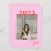 Retro Abschluss 2-seitige Foto Portrait Party Einladung (Vorne/Hinten)