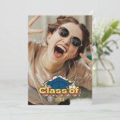 Retro Abschluss Farbiges Foto Party Einladung (Stehend Vorderseite)