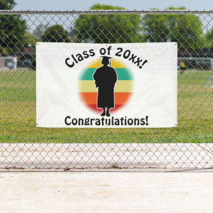 Retro Abschluss Graduate Cap & Gown Girl Banner
