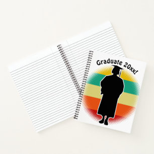 Retro Abschluss Graduate Cap & Gown Girl Notizblock