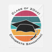 Retro Abschluss Graduate Cap Mortarboard Fleecedecke (Vorderseite)