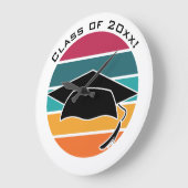 Retro Abschluss Graduate Cap Mortarboard Große Wanduhr (Winkel)
