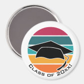Retro Abschluss Graduate Cap Mortarboard Magnet (Vorderseite/Rückseite)