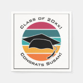 Retro Abschluss Graduate Cap Mortarboard Serviette (Vorderseite)