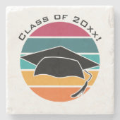 Retro Abschluss Graduate Cap Mortarboard Steinuntersetzer (Vorderseite)