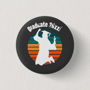 Retro Abschluss Graduate Jumping for Joy Rainbow Button