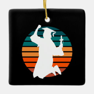 Retro Abschluss Graduate Jumping for Joy Rainbow Keramikornament
