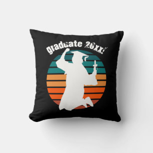 Retro Abschluss Graduate Jumping for Joy Rainbow Kissen