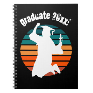Retro Abschluss Graduate Jumping for Joy Rainbow Notizblock