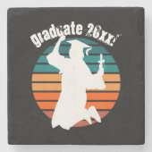 Retro Abschluss Graduate Jumping for Joy Rainbow Steinuntersetzer (Vorderseite)