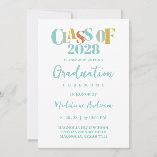 Retro-Abschlussfeier Einladung (Vorderseite)