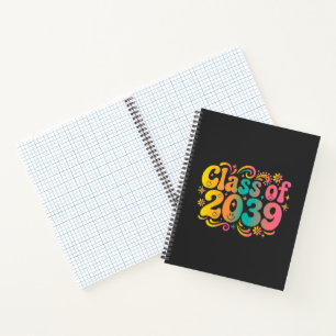 Retro-Abschlussklasse 2039-Shirt Groovy Kinderga Notizblock