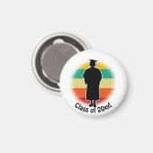 Retro-Abschlussmütze und -Talar für Frau oder Mädc Magnet (Vorderseite/Rückseite)