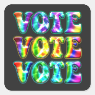 Retro-Abstimmung Mit Vintager Gefärbte Krawatte ab Quadratischer Aufkleber