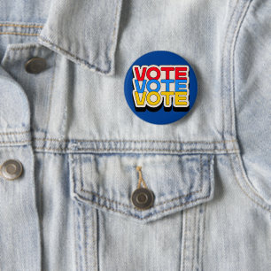 Retro Abstimmung Rot, Gelb und Blau Patriotisch Button