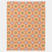 Retro Abstrablau und Orange Daisies Muster Fleecedecke (Vorderseite)