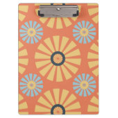 Retro Abstrablau und Orange Daisies Muster Klemmbrett (Vorderseite)