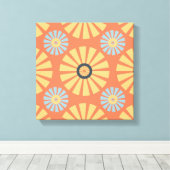 Retro Abstrablau und Orange Daisies Muster Leinwanddruck (Insitu (Holzboden))