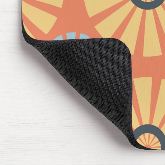 Retro Abstrablau und Orange Daisies Muster Mousepad (Ecke)