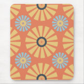 Retro Abstrablau und Orange Daisies Muster Mousepad (Vorne)