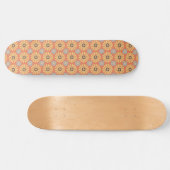 Retro Abstrablau und Orange Daisies Muster Skateboard (Horizontal)