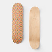 Retro Abstrablau und Orange Daisies Muster Skateboard (Vorderseite)